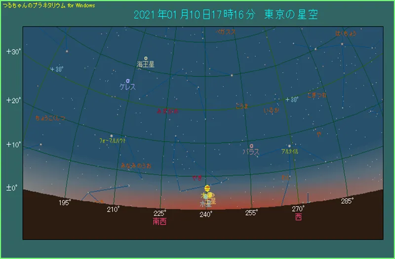 2021年1月10日 水星，木星和土星接近